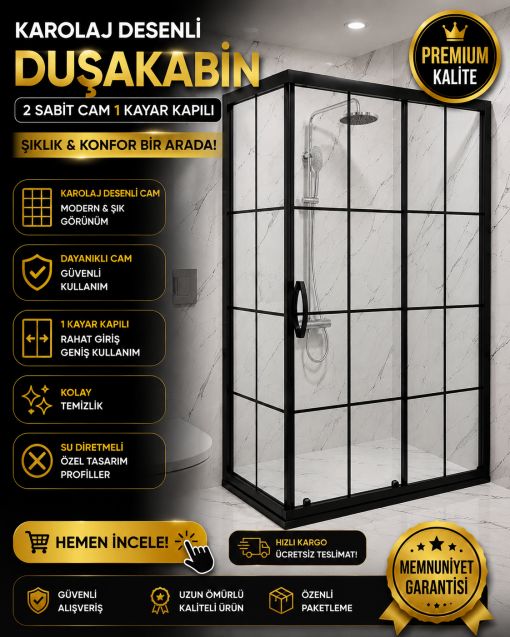 Karolaj Desenli Cam Duşakabin 2 Sabit Cam 1 Kayar Kapılı Karolaj Desenli Cam Duşakabin 2 Sabit Cam 1 Kayar Kapılı