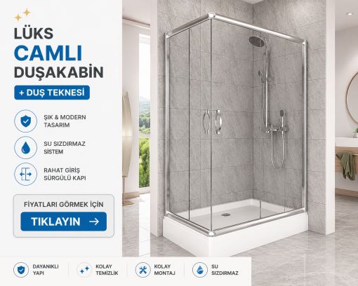 Online Mağaza Nokta Duş Lüks Camlı Duşakabin+Duşteknesi ND106