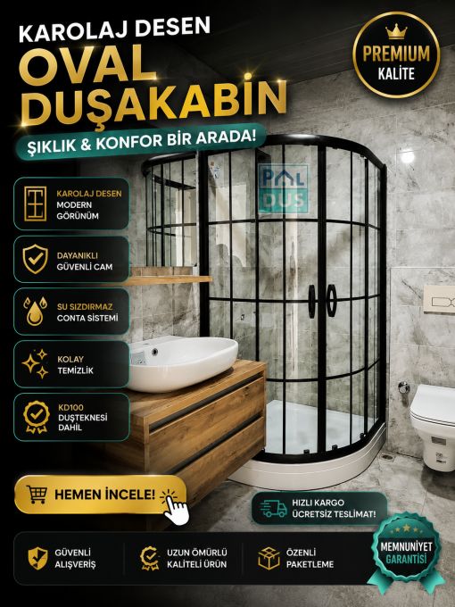 Karolaj Desen Oval Duşakabin+ Duşteknesi Karolaj Desen Oval Duşakabin+ Duşteknesi
