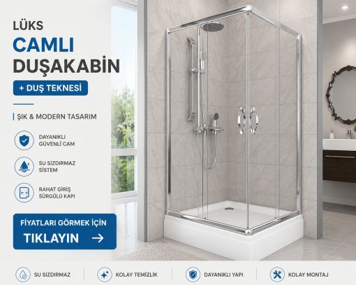 Lüks Camlı Duşakabin+Duşteknesi ND101 Lüks Camlı Duşakabin+Duşteknesi ND101