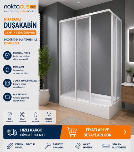 Mika Camlı Duşakabin + Duşteknesi ND302 
