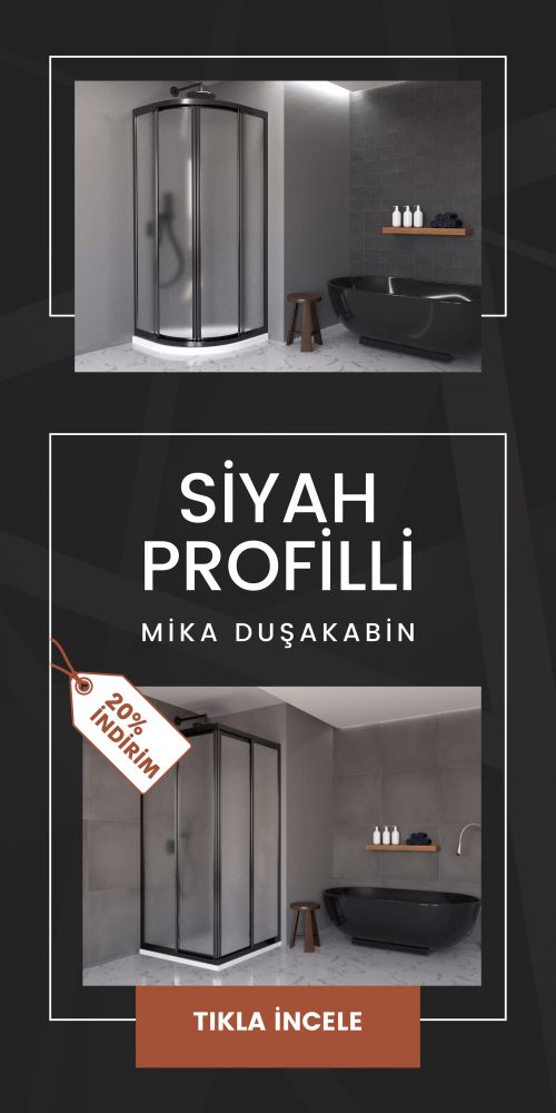 Siyah Mika Duşakabin